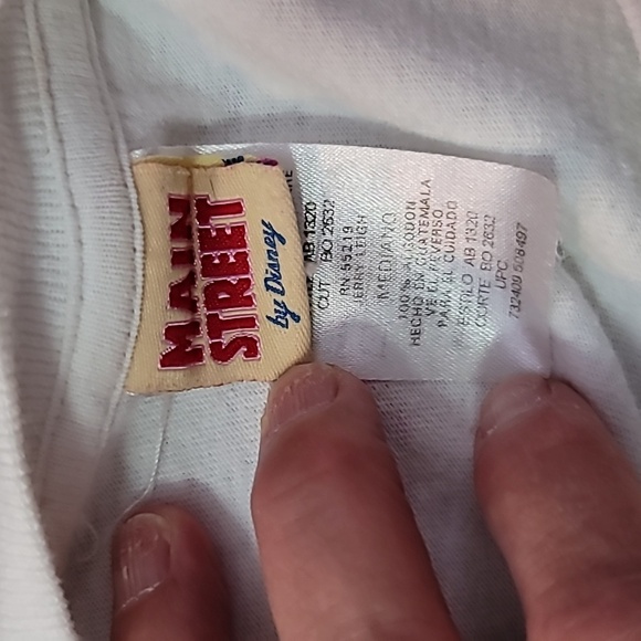 MAIN STREET Disney tee white red blue football Mickey 28 Outta My Way glitter - Picture 8 of 14